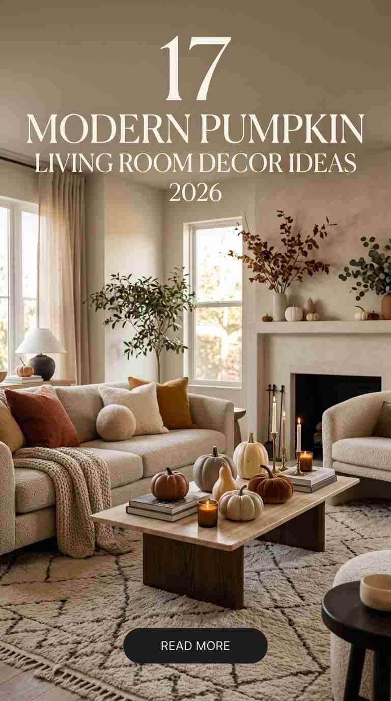 17 Modern Pumpkin Living Room Decor Ideas 2026 for a Stylish Fall Home